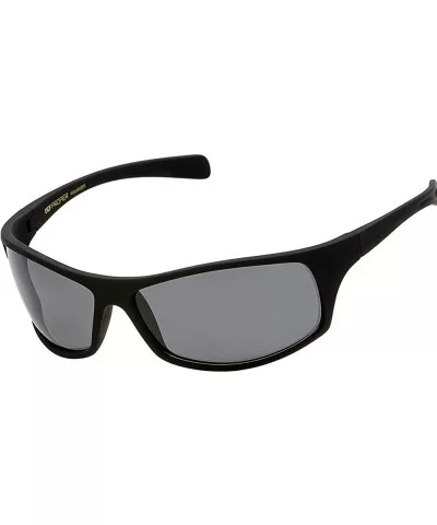 Proper POLARIZED Sunglasses Mens Sports Wrap Fishing Golfing Driving Glasses - Black Matte Rubberized - CJ1963KYYGM $28.46 Wrap