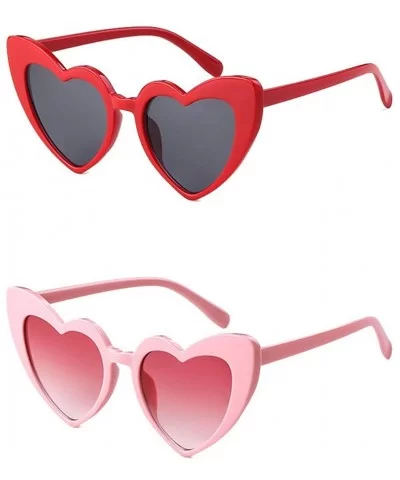 Vintage Sunglasses Glasses Plastic Mirrored - J 2 Pack Pink Red - C218N0C9ZYI $16.76 Cat Eye