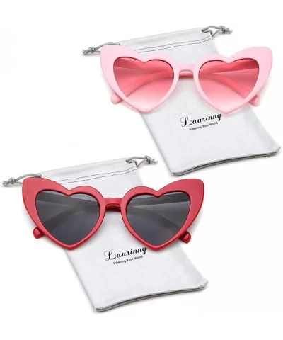 Vintage Sunglasses Glasses Plastic Mirrored - J 2 Pack Pink Red - C218N0C9ZYI $16.76 Cat Eye