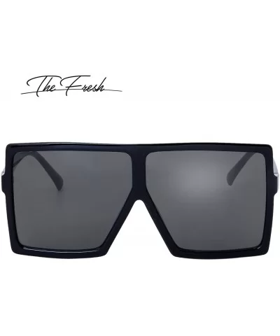 Large Oversized Fashion Square Flat Top Sunglasses - Exquisite Packaging - 1-black - CD18696GS8R $12.50 Round