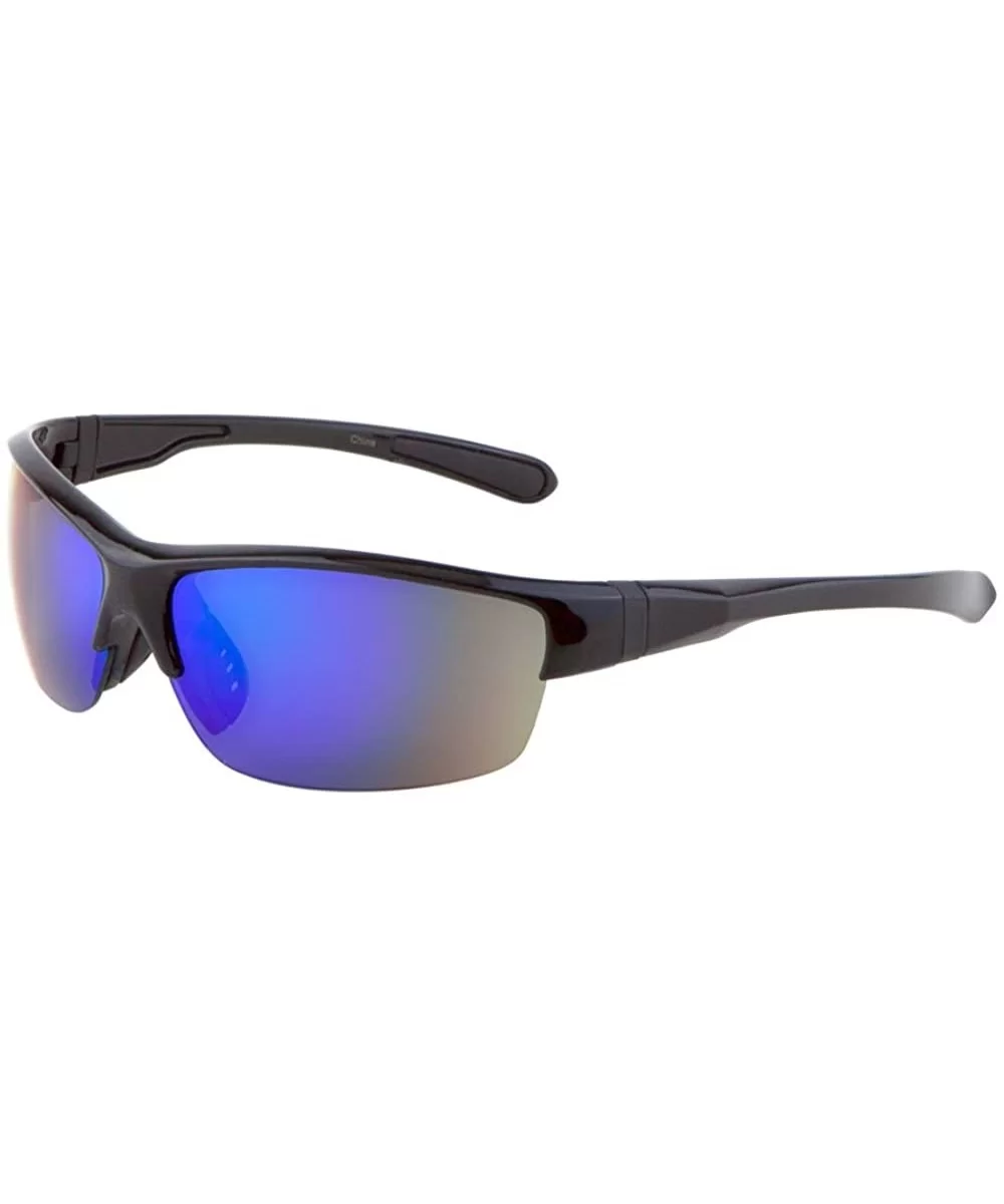 Men Sport Wrap Around Sunglasses Driving Motocycle Sport Golf Eyewear - Mj0084-blue - CJ17Z6D9ES4 $13.82 Square