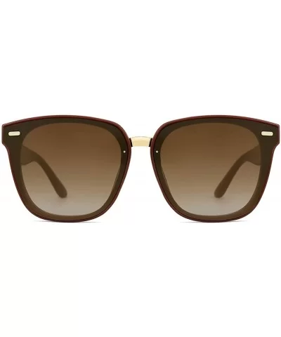 Classic Square Sunglasses for Women Tinted Lenses UV400 Fashion - Saddlerbrown-sienna - CH18RS4HLH0 $17.54 Square