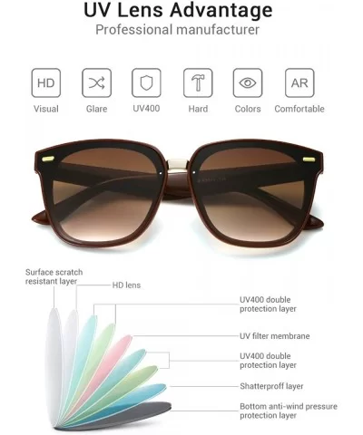 Classic Square Sunglasses for Women Tinted Lenses UV400 Fashion - Saddlerbrown-sienna - CH18RS4HLH0 $17.54 Square