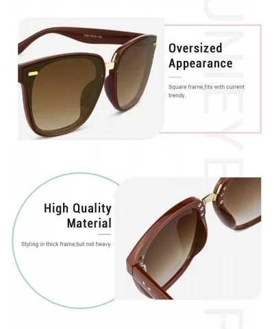 Classic Square Sunglasses for Women Tinted Lenses UV400 Fashion - Saddlerbrown-sienna - CH18RS4HLH0 $17.54 Square