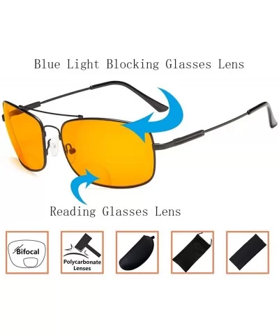 Blue Blocking Orange Tinted Bifocal Glasses for Reading Computer Screen Men Bendable Titanium - 1805-black - CM18ZGWL9ZS $56....