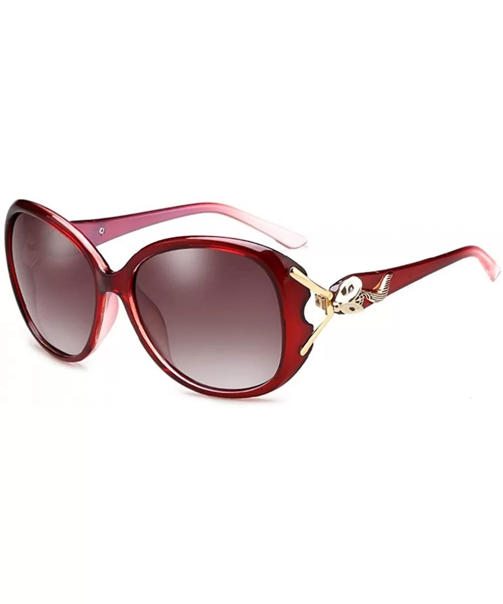 Women's Fashion Polarized Sunglasses UV 400 Lens Protection - Wine Red - C218R5WYG07 $37.76 Oversized