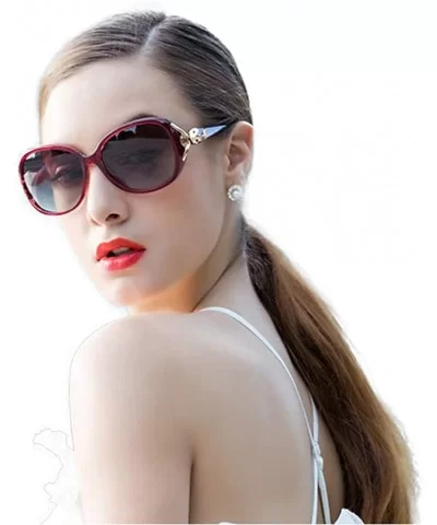 Women's Fashion Polarized Sunglasses UV 400 Lens Protection - Wine Red - C218R5WYG07 $37.76 Oversized