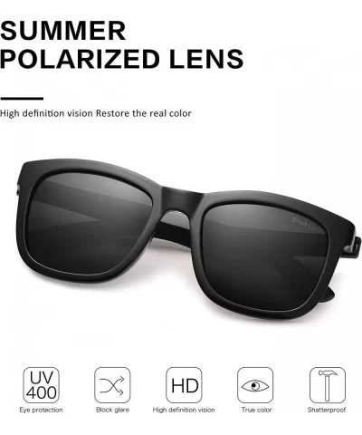 Sunglasses Men Women Polarized Retro Classic UV 400 Protection 54 MM - 13 Glossy Frame/Black Non-mirror Lens - C718GE2LTZA $2...