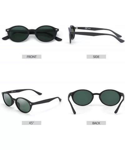 Vintage Oval Small Sunglasses for Women Polarized UV400 Protection Sun Glasses - Black Frame Green Lens - C518T2ANZI8 $16.50 ...