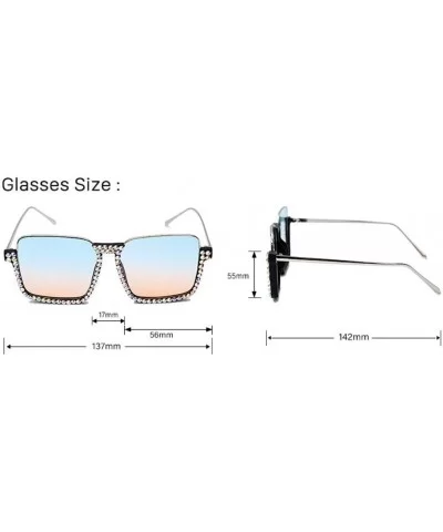 Half-Frame Transparent Sunglasses Square Ladies Sunglasses Slimming Glasses - 4 - CM190EUZHC0 $55.54 Sport