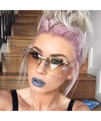 Sunglasses Women Summer Rimless Square Shades Sun Glasses Eyewear Sunshines Luxury Sunglasses - C2 - CI18Y6I0XRA $36.51 Recta...