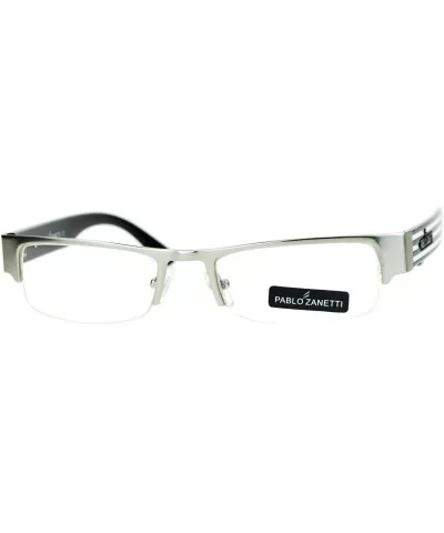 Narrow Rectangular Half Exposed Lens Eye Glasses - Silver White - CG128UNM2ZB $13.16 Rectangular