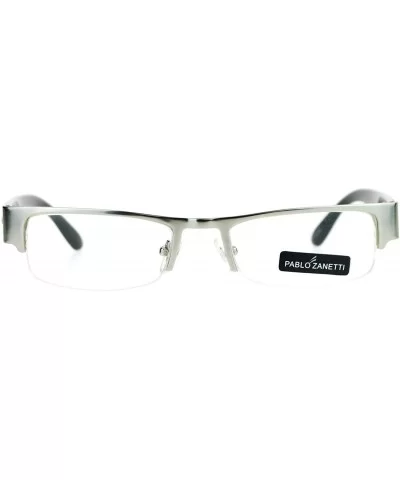 Narrow Rectangular Half Exposed Lens Eye Glasses - Silver White - CG128UNM2ZB $13.16 Rectangular