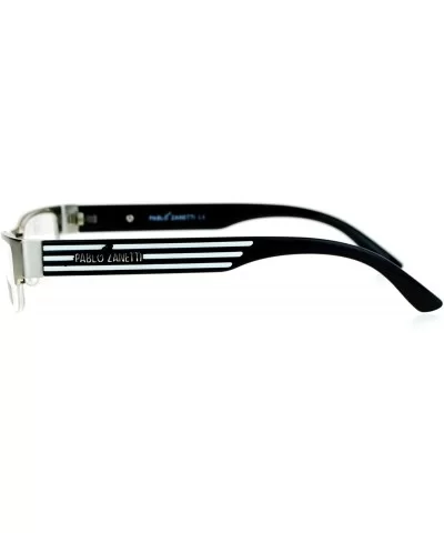 Narrow Rectangular Half Exposed Lens Eye Glasses - Silver White - CG128UNM2ZB $13.16 Rectangular