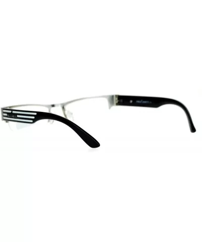 Narrow Rectangular Half Exposed Lens Eye Glasses - Silver White - CG128UNM2ZB $13.16 Rectangular