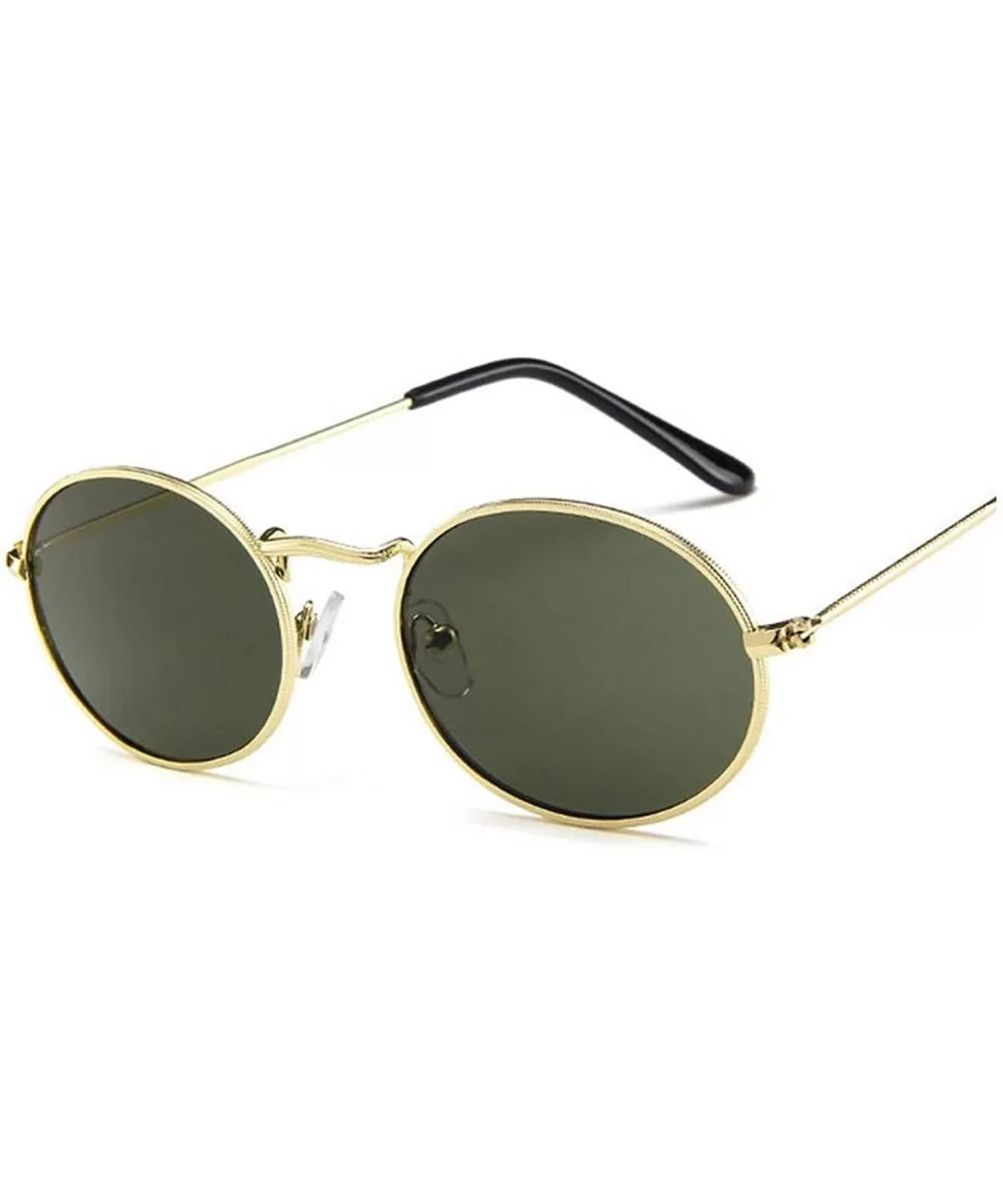 2020 Oval Women Sunglasses Men Glasses Lady Luxury Retro Metal Sun Vintage Mirror UV400 Oculos De Sol - Green - C819858G04C $...