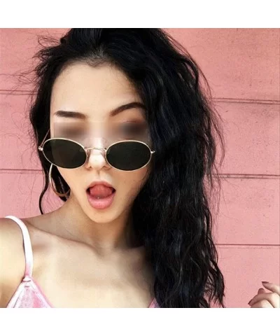 2020 Oval Women Sunglasses Men Glasses Lady Luxury Retro Metal Sun Vintage Mirror UV400 Oculos De Sol - Green - C819858G04C $...