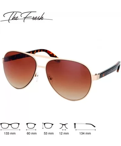 Steel Leather Frame Active Lifestyle Aviator Sunglasses with Gift Box - 01-gold-demi Amber - C21867DW7KC $19.88 Sport