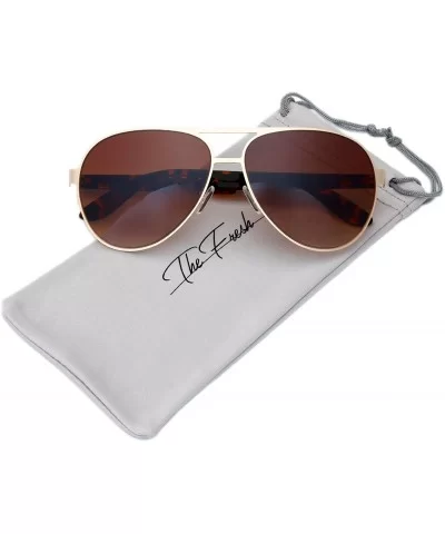 Steel Leather Frame Active Lifestyle Aviator Sunglasses with Gift Box - 01-gold-demi Amber - C21867DW7KC $19.88 Sport