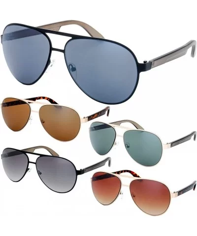 Steel Leather Frame Active Lifestyle Aviator Sunglasses with Gift Box - 01-gold-demi Amber - C21867DW7KC $19.88 Sport