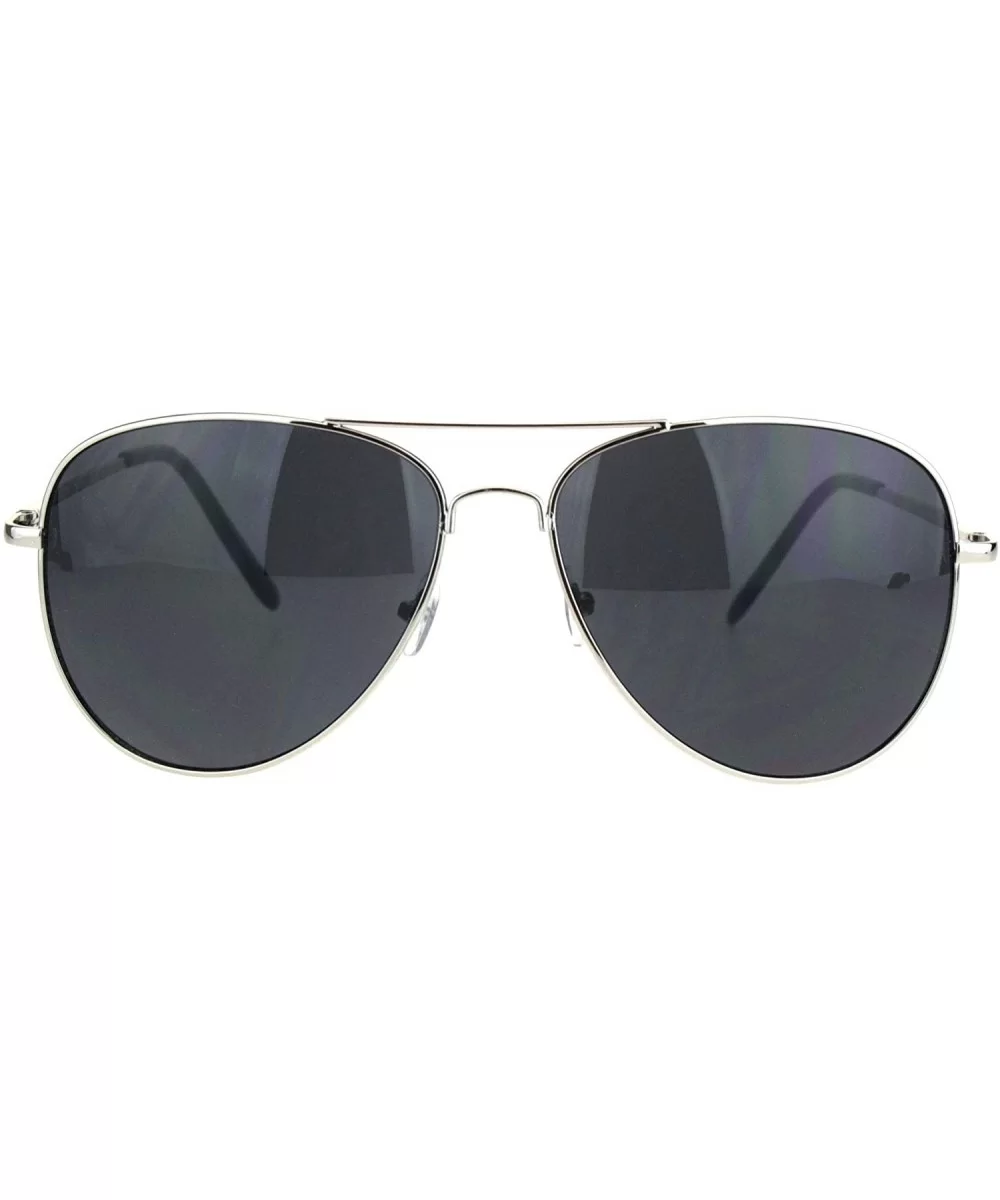 Mens Classic Pilots Metal Rim Officer Style Sunglasses - Silver Black - C918L925QOO $12.45 Aviator