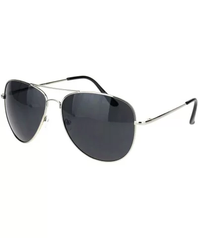 Mens Classic Pilots Metal Rim Officer Style Sunglasses - Silver Black - C918L925QOO $12.45 Aviator