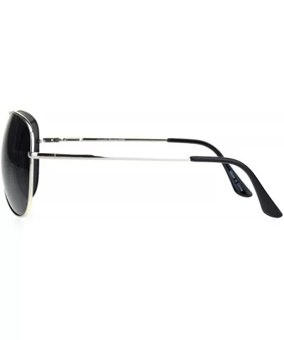 Mens Classic Pilots Metal Rim Officer Style Sunglasses - Silver Black - C918L925QOO $12.45 Aviator