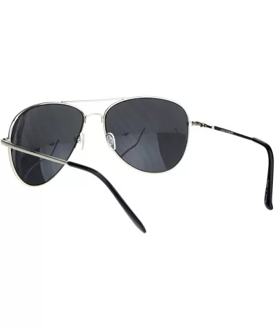 Mens Classic Pilots Metal Rim Officer Style Sunglasses - Silver Black - C918L925QOO $12.45 Aviator