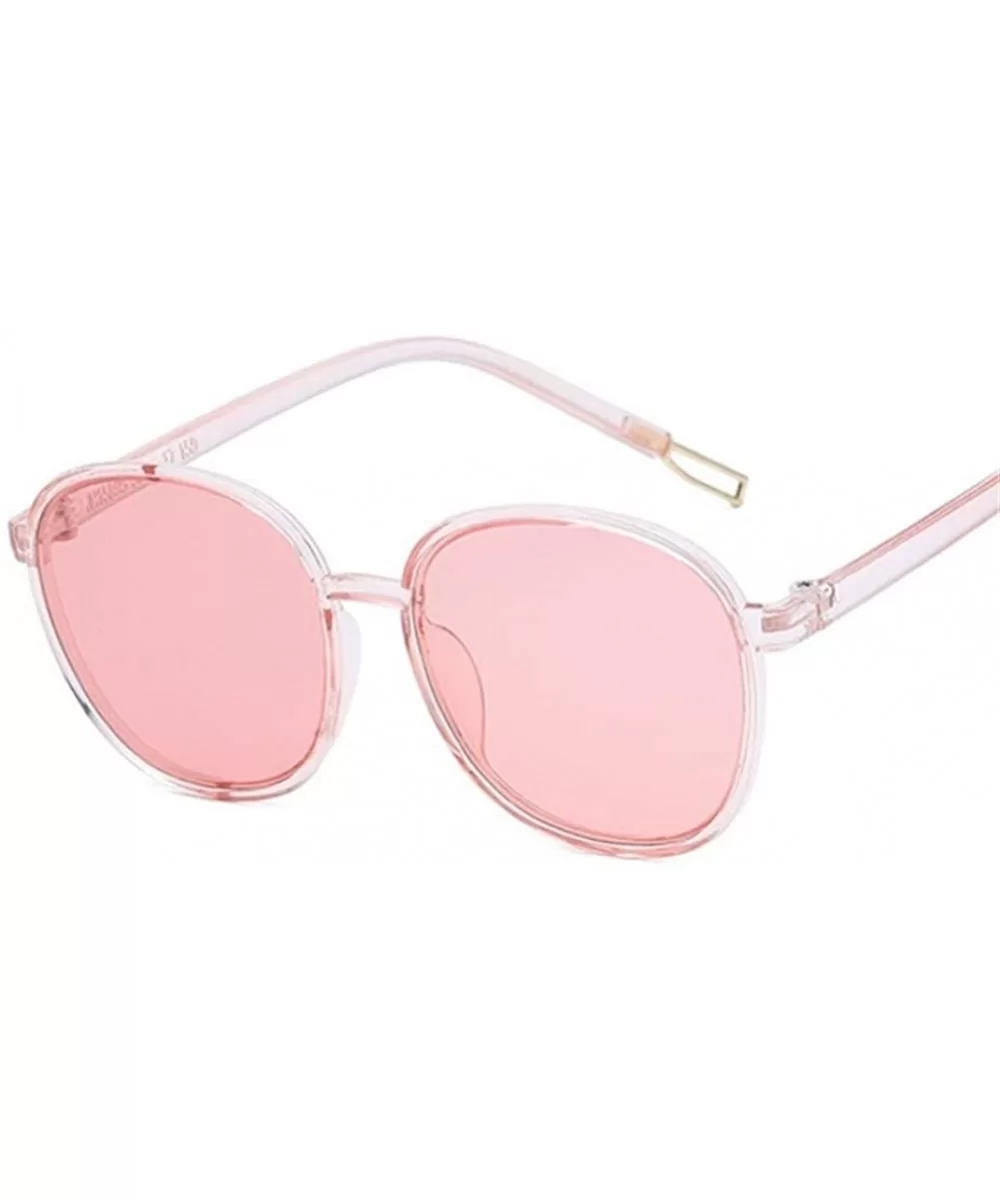 Retro Round Sunglasses Women Transparent Female Sun Glasses Female - Pink - C8198XIN2GQ $13.69 Round