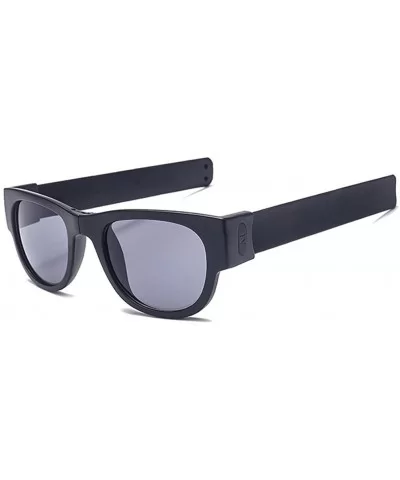 Unisex Wrist Slapping Foldable Sunglasses Unique For The Active Lifestly Lens 52mm - Black/Black - C712LG0GDWX $15.01 Square