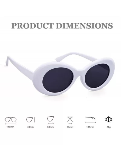 UV400 Clout Goggles Bold Retro Oval Mod Thick Frame Sunglasses - White Frame&black Lens - CF18D384MZ2 $11.99 Round