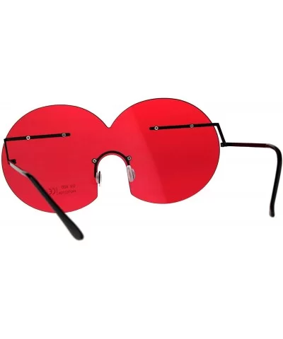 Funky Fun Sunglasses Oversized Shield Round Rimless Unique Fashion Shades - Black (Red) - CU18CRKZ7QE $13.86 Oversized