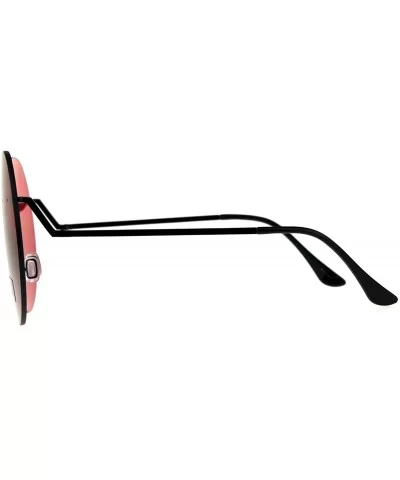 Funky Fun Sunglasses Oversized Shield Round Rimless Unique Fashion Shades - Black (Red) - CU18CRKZ7QE $13.86 Oversized