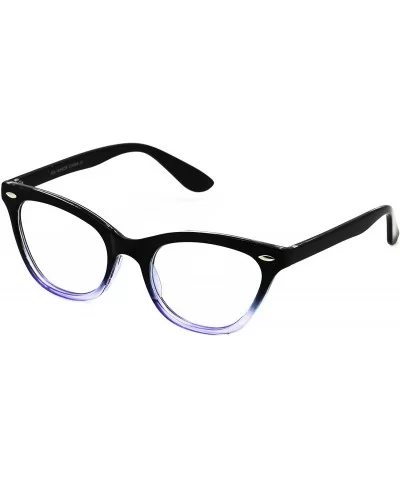 Modern Cat Eye Fashion Design Clear Lens Plastic Frame Women Eye Glasses (Black Purple - 2) - C817YAWG0RA $10.62 Rectangular