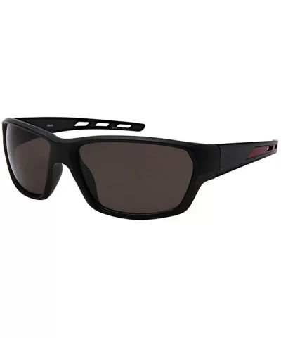 Wrap Style Sport Sunglasses Men Women Mirrored Lens 570116MT - Matte Black Frame/Grey Lens - CW18M55MH58 $12.14 Wrap