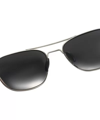 Mens Aviator Sunglasses Polarized Pilot Military Square Shades with Bayonet Temples - Silver - C61938MRW3O $20.82 Oversized