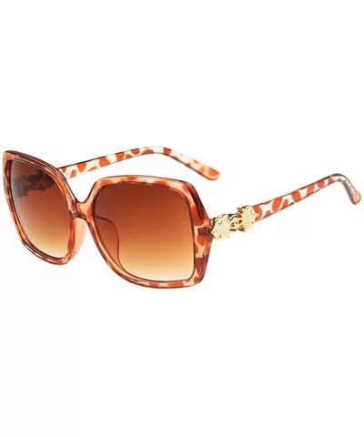 Women Sunglasses Fashion Leopard Brown Drive Holiday Rectangle Non-Polarized UV400 - CV18RI0TT4E $11.26 Rectangular