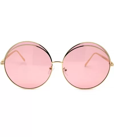 Womens Eye Lash Trim Oversize Round Circle Lens Sunglasses - Gold Pink - CD1950MXLNM $18.10 Round