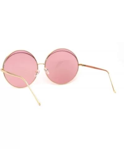 Womens Eye Lash Trim Oversize Round Circle Lens Sunglasses - Gold Pink - CD1950MXLNM $18.10 Round