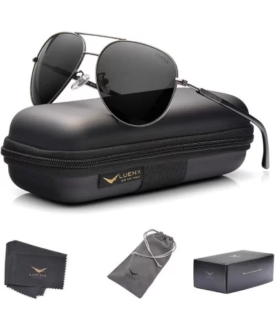 Aviator Sunglasses Polarized for Men Women LUENX-UV400 Protection with Case - 18-Grey-Non-Mirror - CO186UD9WZ4 $23.20 Aviator