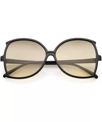 Women's Oversize Slim Arms Color Tinted Lens Butterfly Sunglasses 61mm - Black / Brown Gradient - CF186H4MK88 $13.98 Butterfly