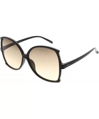 Women's Oversize Slim Arms Color Tinted Lens Butterfly Sunglasses 61mm - Black / Brown Gradient - CF186H4MK88 $13.98 Butterfly