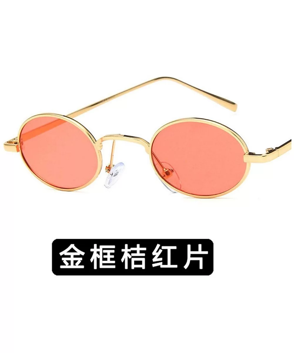 Fashion Round Retro Eye Classic Women Sunglasses Tinted Color Lens Small Metal Frame Hip Hop Sun Glasses - 4 - CX198ZUGSM0 $5...