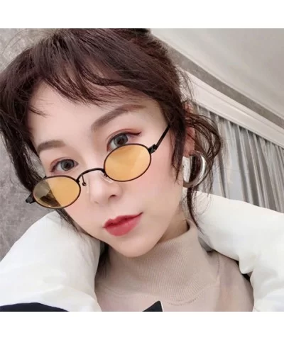 Fashion Round Retro Eye Classic Women Sunglasses Tinted Color Lens Small Metal Frame Hip Hop Sun Glasses - 4 - CX198ZUGSM0 $5...