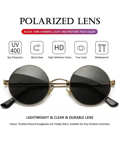 Small Round Polarized Sunglasses for Men Woman Classic John Lennon Style Shades - 100% UV Blocking - Gold/Grey - CF194HQTNAO ...