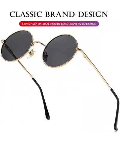 Small Round Polarized Sunglasses for Men Woman Classic John Lennon Style Shades - 100% UV Blocking - Gold/Grey - CF194HQTNAO ...