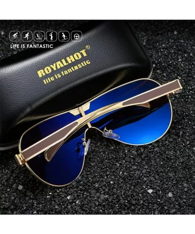 Polarized Sunglasses for Men Oval Alloy Golden Frame for Driving Fishing UV400 Protection - Silver Grey - C718Y7SQA6K $21.32 ...