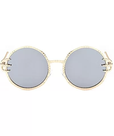 Stylish Round Pearl Decor Sunglasses UV Protection Metal Frame - Gold Frame Silver Lens - CG18U4628MM $19.93 Goggle