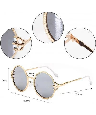 Stylish Round Pearl Decor Sunglasses UV Protection Metal Frame - Gold Frame Silver Lens - CG18U4628MM $19.93 Goggle