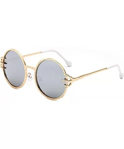 Stylish Round Pearl Decor Sunglasses UV Protection Metal Frame - Gold Frame Silver Lens - CG18U4628MM $19.93 Goggle